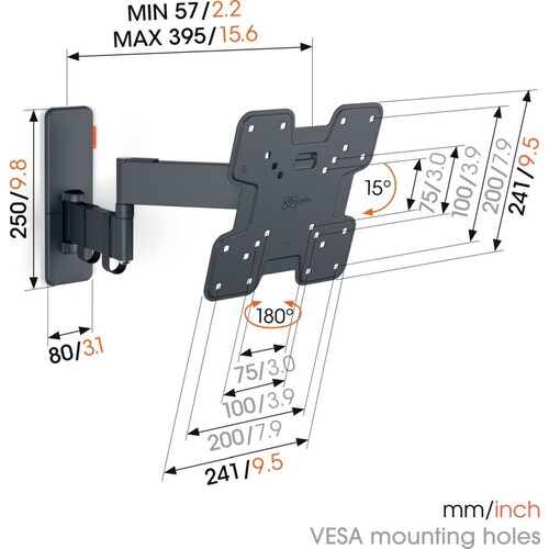 TVM 1245 Vogels TV-Wandhalterung 19-43" schwenk-neigbar 200x200 max.15kg schwarz Produktbild Additional View 5 L