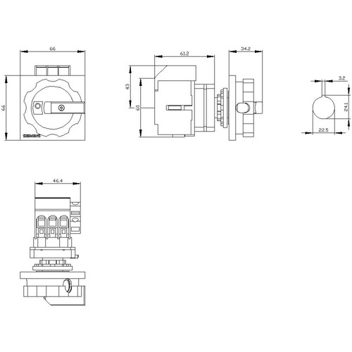 3LD3454-1TK53 Siemens Lasttrennschalter 3LD3, Iu 63 A Hauptschalter 3-polig Produktbild Additional View 2 L
