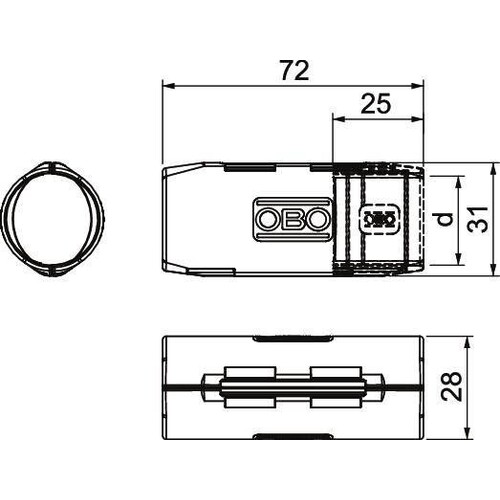 2154085 Obo 3000 MMS M25 LGR Quick- Pipe- Verbindungsmuffe M25 Polypropylen Produktbild Additional View 1 L