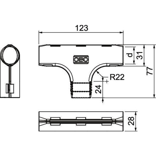 2153843 Obo 3000 TMS M25 LGR Quick- Pipe- T- Stück M25 Polypropylen lichtgr Produktbild Additional View 1 L