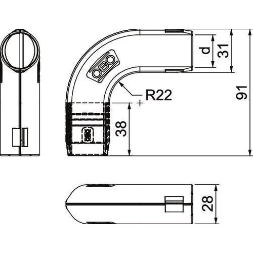 2154056 Obo 3000 BMS M25 LGR Quick- Pipe- Bogen 90° M25 Polypropylen lichtg Produktbild Additional View 1 L