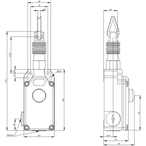 3SE71501BH00 Siemens Seilzugschalter Metallg., 2x M20x1,5 1S+2Ö, Rastung EN  Produktbild Additional View 1 L