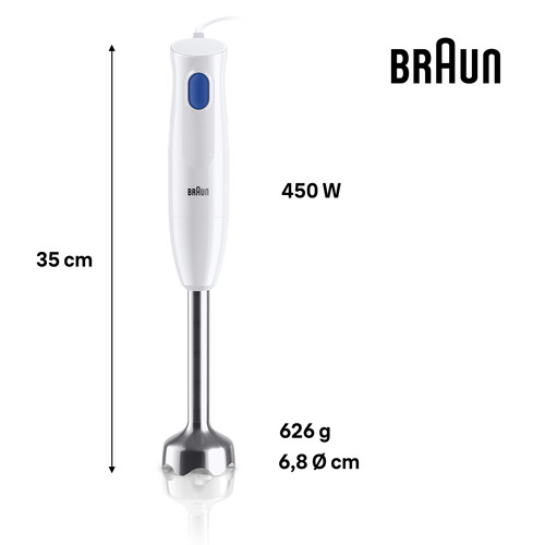 0X22111470 Braun MQ10.001MWH Stabmixer MultiQuick 1 mit Messbecher 450W weiß Produktbild Additional View 1 L