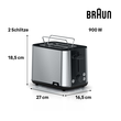 0X23010038 Braun HT1510BK Toaster PurShine 1000W Silber/Schwarz Produktbild Additional View 1 S