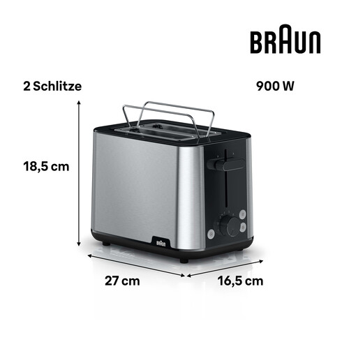 0X23010038 Braun HT1510BK Toaster PurShine 1000W Silber/Schwarz Produktbild Additional View 1 L