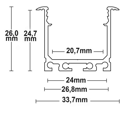 114487 Isoled LED Einbauprofil DIVE24 Aluminium weiß RAL 9010, 200cm Produktbild Additional View 1 L