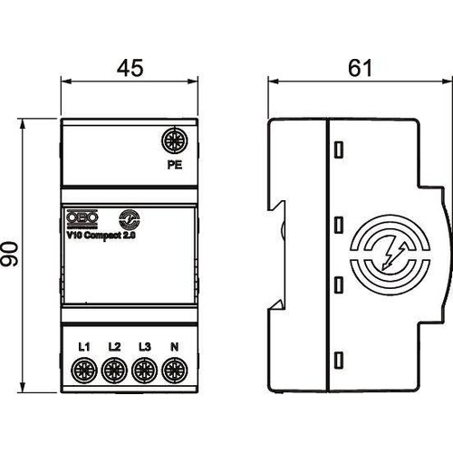 5093381 Obo V10 Compact2.0 Überspannungsableiter V10 Compact 2.0 2 Produktbild Additional View 1 L