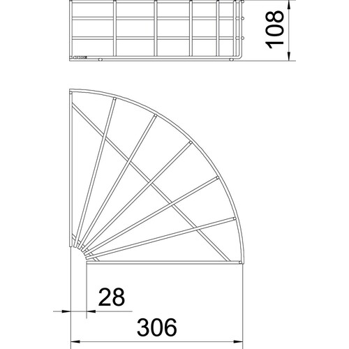 6002323 Obo GRB 90 130 FT Gitterrinnenbogen 90° 105x300 Stahl tau Produktbild Additional View 1 L