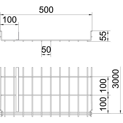 6006458 Obo GRM-T 55 500 G Gitterrinne GRM mit 1 Trennsteg 55x500x3000 Stahl g Produktbild Additional View 1 L