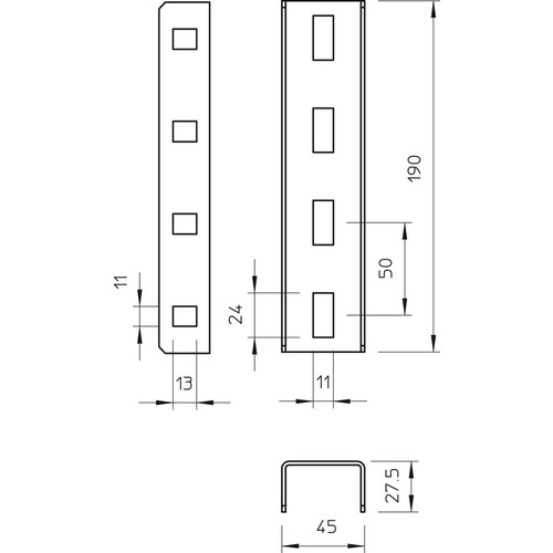 6018517 Obo VUS 3 A2 U-Stiel-Verbinder inklusive Flachrundschrauben 190x45 Ede Produktbild Additional View 1 L