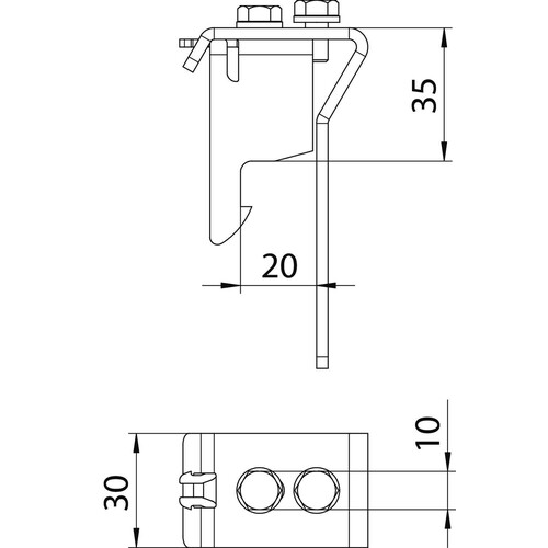 6065477 Obo AH 35 WS A2 Abstandhalter für Deckel Weitspannsysteme 35x30 Edels Produktbild Additional View 1 L