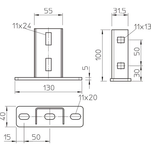 6348877 Obo KU 3 A4 Kopfplatte für US 3- Stiel 130x40x100 Edelstahl, rostfrei bl Produktbild Additional View 1 L