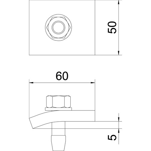6355021 Obo KWH 5 FT Klemmwinkel mit Hakenschraube, h = 5 mm 60x50 Stahl tau Produktbild Additional View 1 L