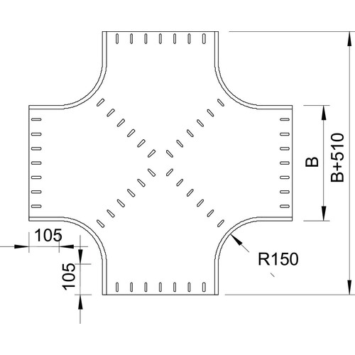 7004419 Obo RK 650 FS Kreuzung horizontal, runde Bauform 60x500 Stahl  Produktbild Additional View 1 L