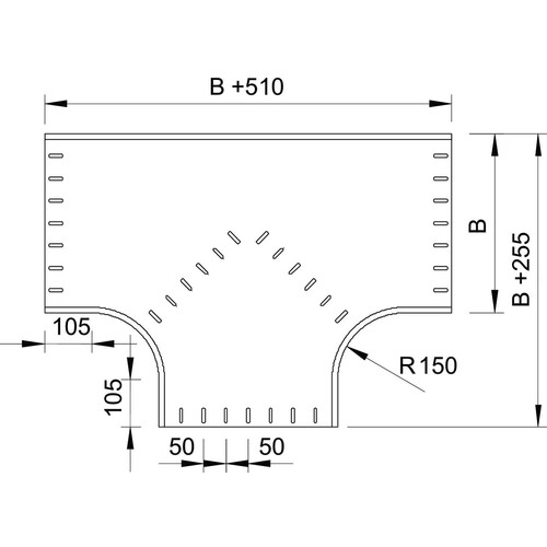 7003692 Obo RT 140 FS T-Abzweigstück horizontal, runde Bauform 110x400 Stahl Produktbild Additional View 1 L