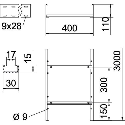 6207306 Obo SLCS 1140 3 FT Kabelleiter Sprosse ungelocht, geschweißt 110x400x3 Produktbild Additional View 1 L