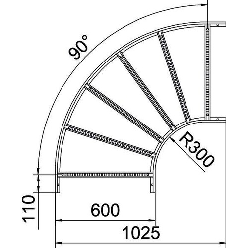 6225152 Obo LB 90 1160 R3 FT Bogen 90° für Kabelleiter 110x600 Stahl tauchfeue Produktbild Additional View 1 L