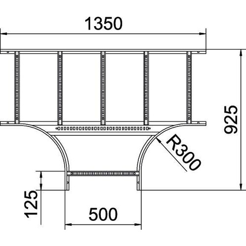 6225256 Obo LT 650 R3 A2 T-Stück für Kabelleiter 60x500 Edelstahl, rostfrei  Produktbild Additional View 1 L