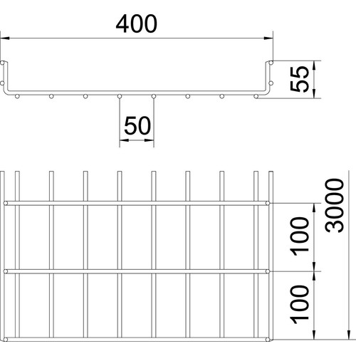 6000451 Obo SGR 55 400 FT Schwere Gitterrinne SGR 55x400x3000 Stahl tauch Produktbild Additional View 1 L