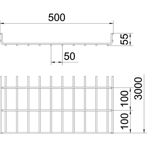 6000515 Obo SGR 55 500 FT Schwere Gitterrinne SGR 55x500x3000 Stahl tauch Produktbild Additional View 1 L