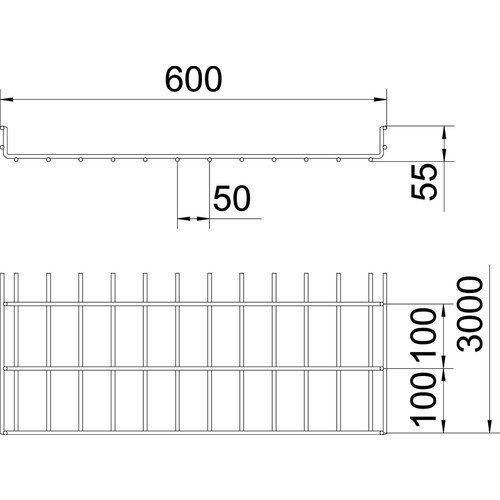 6000958 Obo SGR 55 600 A2 Schwere Gitterrinne SGR 55x600x3000 Edelstahl,  Produktbild Additional View 1 L