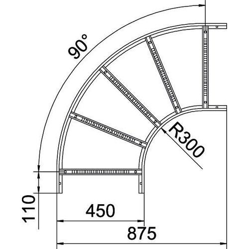 6225148 Obo LB 90 1145 R3 FT Bogen 90° für Kabelleiter 110x450 Stahl tauchfeue Produktbild Additional View 1 L