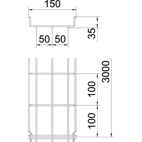 6000056 Obo GRM 35 150 A2 Gitterrinne GRM 35x150x3000 Edelstahl, rostfrei bla Produktbild Additional View 1 L