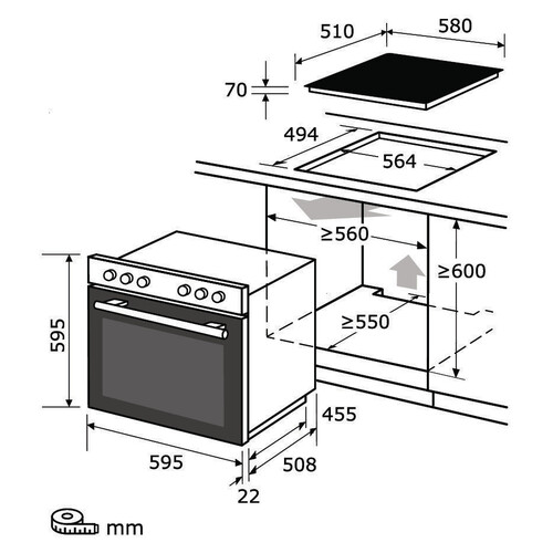 815446000 Exquisit EHE185-HBZ-020 inox Einbau Herdset inkl. Ceranfeld Produktbild Additional View 3 L