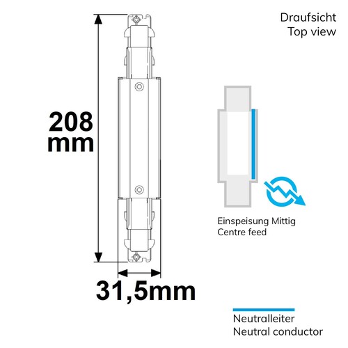 116222 Isoled Mitteleinspeisung DALI für 3Phasenschiene schwarz Produktbild Additional View 1 L