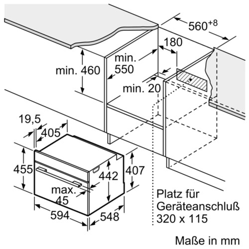 CSG7361B1 Bosch Kompaktdampfbackofen Einbau 60 x 45 cm, Schwarz  Serie 8 Produktbild Additional View 2 L