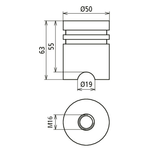 419000 Dehn Edelstahl-Erdungsbrücke NIRO mit Gewinde M16 D 50mm H 63mm Produktbild Additional View 1 L