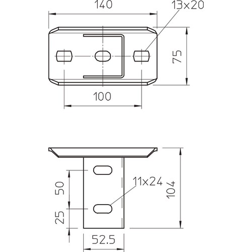 6348947 Obo KUS 5 NOK A2 Kopfplatte für US 5-Stiel, 90° gedreht 140x75x104 Edel Produktbild Additional View 1 L