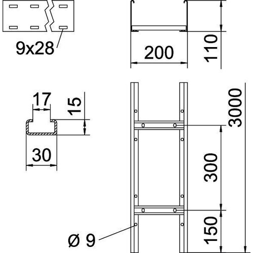 6207302 Obo SLCS 1120 3 FT Kabelleiter Sprosse ungelocht, geschweißt 110x200x3 Produktbild Additional View 1 L