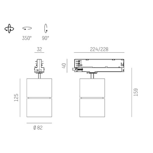 695-11161144966001 Molto Luce Mova M LED 3Ph.Strahler 3000K 1480lm 40° schwarz Produktbild Additional View 1 L