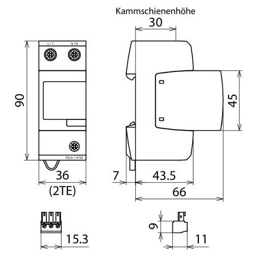 956205 Dehn DV M2 TN 255 FM Kombi- Ableiter 1+2+3 / I+II+III, modular Produktbild Additional View 3 L