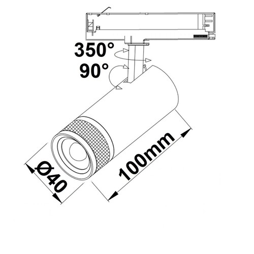 116270 Isoled Track48 Schienen-Strahler schwarz, 7W, fokussierbar 18°-60°, UGR< Produktbild Additional View 1 L