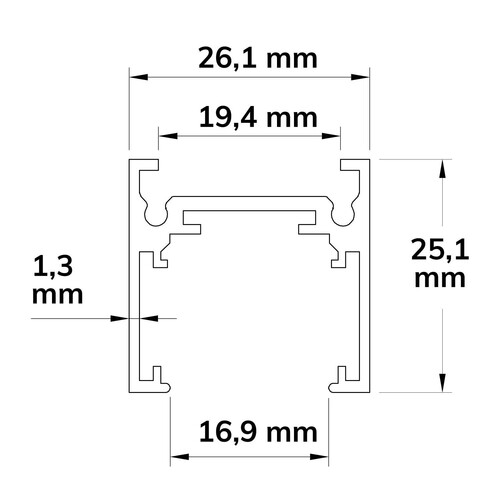 116051 Isoled Track48 Aufbauschiene flat, schwarz, 200cm, 4-polig, inkl. En Produktbild Additional View 1 L