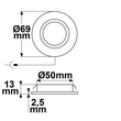 115722 Isoled LED Möbeleinbaustrahler MiniAMPgebürstet 24V 3W 3000K Produktbild Additional View 1 S