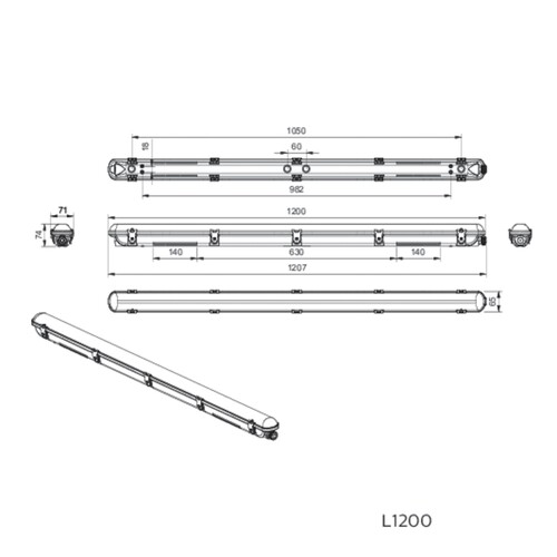 50941299 Mazda WT007C Feuchtraumleuchte LED 29-48S/840 PSU L1200 Produktbild Additional View 5 L