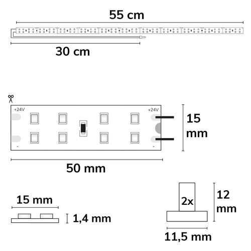 116406 Isoled LED T5/T8 Umrüstplatine 830, 55cm, MiniAMP, 88 LED, 24V, 9W, 17 Produktbild Additional View 1 L