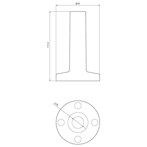 8WD46180DA Siemens Rohr mit Fuß, Länge 100 mm, mit Durchmesser 70 mm, IP66/69k Produktbild Additional View 2 L