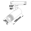 116301 Isoled 3-Phasen Schienen-Strahler fokussierbar, 24W, 20°-55°, schwarz mat Produktbild Additional View 1 S