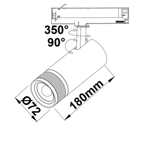 116301 Isoled 3-Phasen Schienen-Strahler fokussierbar, 24W, 20°-55°, schwarz mat Produktbild Additional View 1 L