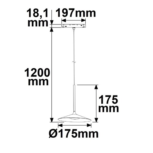 116303 Isoled Track48 Hängeleuchte Shade 5,5W, 120°, 48V DC, schwarz, 3000K, DAL Produktbild Additional View 1 L
