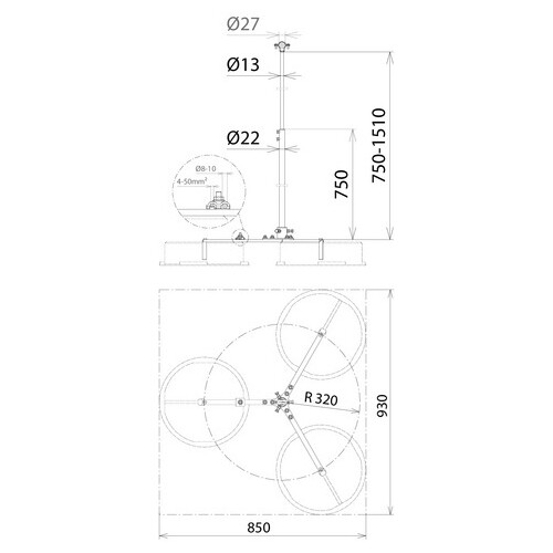 105467 Dehn Variables Dreibeinstativ gr.m.PA-Element f. HVI-power-Leitung D  Produktbild Additional View 2 L