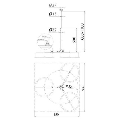 105468 Dehn Variables Dreibeinstativ kl.m.PA-Element f. HVI-power-Leitung D  Produktbild Additional View 2 L