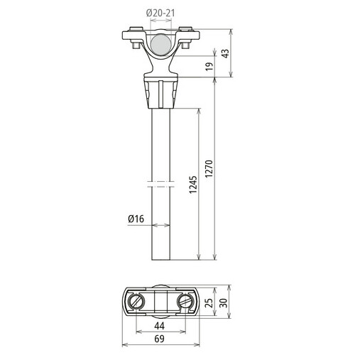 106815 Dehn Distanzhalter PA/GFK  L 1270mm grau m. Leitungshalter D 20mm f. Produktbild Additional View 2 L