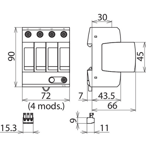 908346 Dehn Überspannungsableiter Typ 2 DEHNguard M Produktbild Additional View 3 L