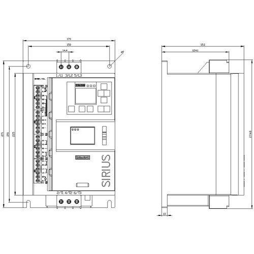 3RW5513-1HA14 Siemens SIRIUS Sanftstarter 200-480 V 13 A, AC 110-250 Produktbild Additional View 3 L
