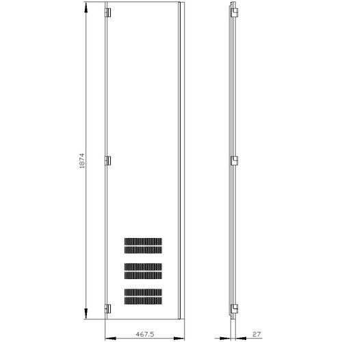 8MF1070-2UT25-2BA2 Siemens SIVACON  , Türhälfte, links, mit Lüftungsöffnungen Produktbild Additional View 2 L